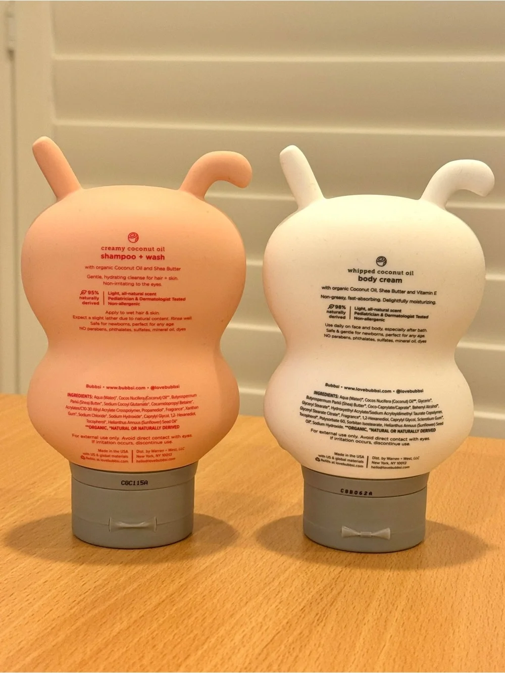 NEW Bubbsi Baby Creamy  Coconut Oil Shampoo + Wash and Body Cream Set 8 oz Each